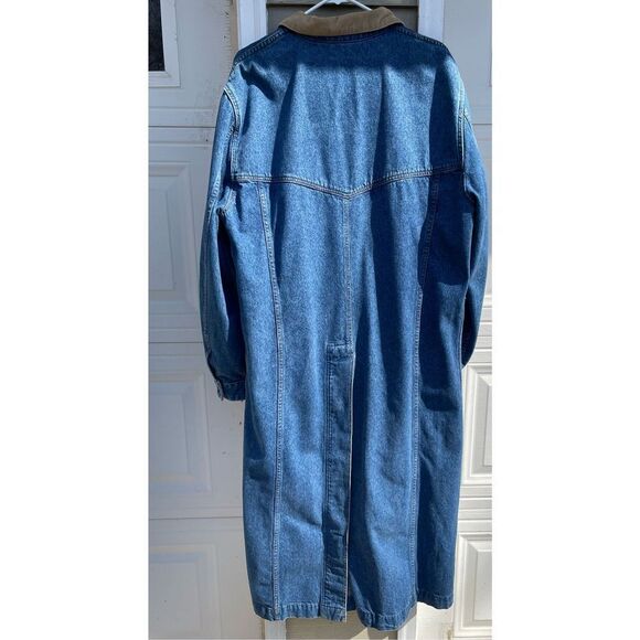 Vtg Levi’s Mens Levis XL Blue Denim Jean Long Duster Horseman Chore Coat Corduro - Picture 13 of 16